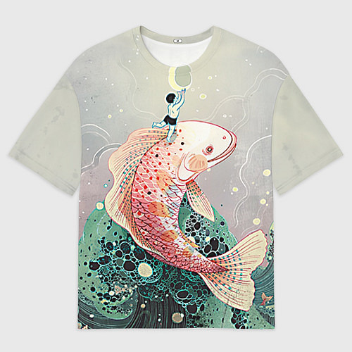 Мужская футболка оверсайз Рыба / 3D-принт – фото 1