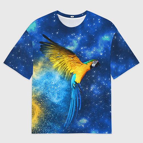 Мужская футболка оверсайз Космический попугай / 3D-принт – фото 1