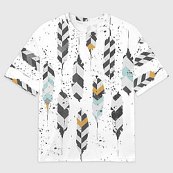 Футболка оверсайз мужская Перья, цвет: 3D-принт
