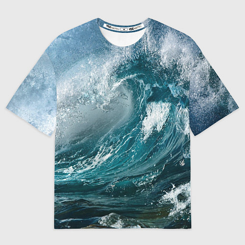 Мужская футболка оверсайз Волна / 3D-принт – фото 1