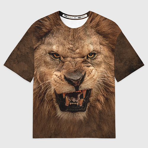 Мужская футболка оверсайз Взгляд льва / 3D-принт – фото 1