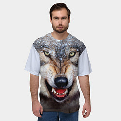 Футболка оверсайз мужская Взгляд волка, цвет: 3D-принт — фото 2