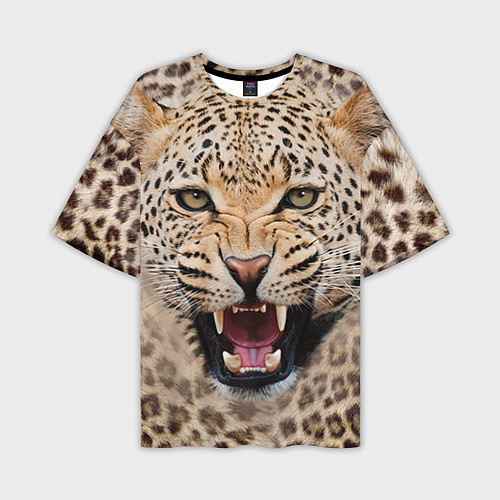 Мужская футболка оверсайз Взгляд леопарда / 3D-принт – фото 1