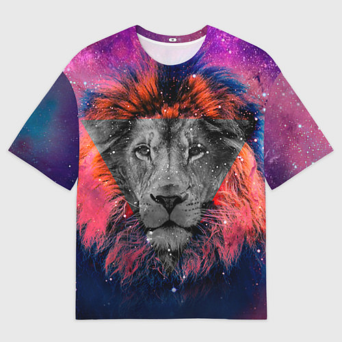 Мужская футболка оверсайз Космический лев / 3D-принт – фото 1