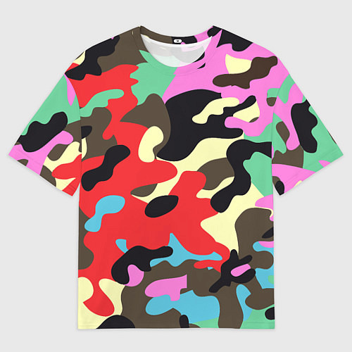Мужская футболка оверсайз Яркий камуфляж / 3D-принт – фото 1