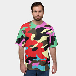 Футболка оверсайз мужская Яркий камуфляж, цвет: 3D-принт — фото 2