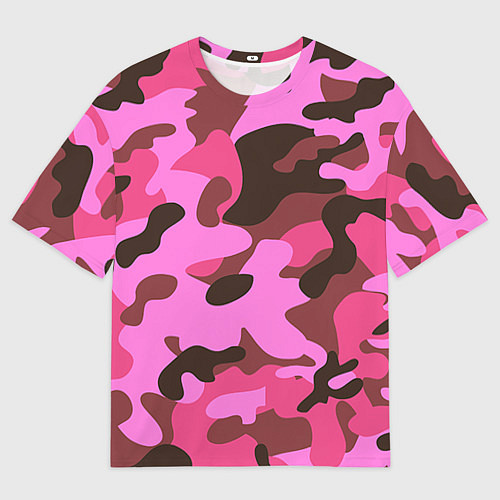 Мужская футболка оверсайз Камуфляж: розовый/коричневый / 3D-принт – фото 1
