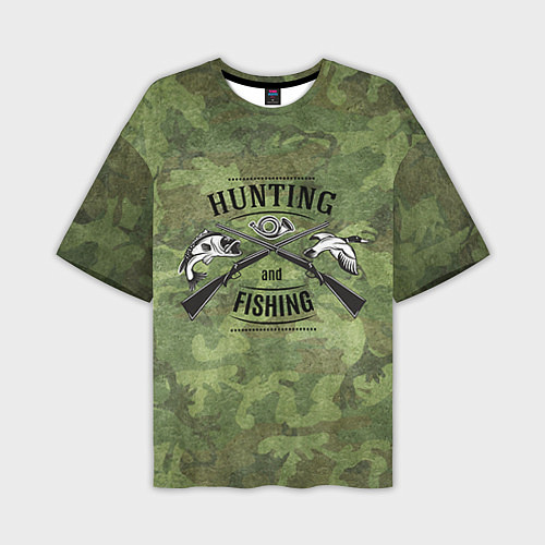 Мужская футболка оверсайз Hunting & Fishing / 3D-принт – фото 1