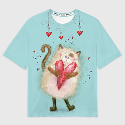 Мужская футболка оверсайз Котик / 3D-принт – фото 1