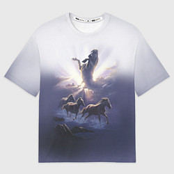 Футболка оверсайз мужская Небесные лошади, цвет: 3D-принт