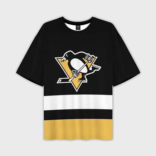 Мужская футболка оверсайз Pittsburgh Penguins: Black / 3D-принт – фото 1