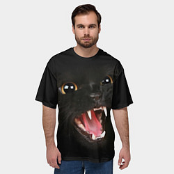 Футболка оверсайз мужская Черный кот, цвет: 3D-принт — фото 2