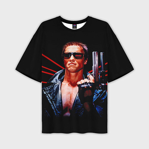 Мужская футболка оверсайз Терминатор с пистолетом / 3D-принт – фото 1
