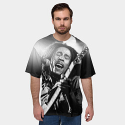 Футболка оверсайз мужская Боб Марли поет, цвет: 3D-принт — фото 2
