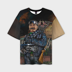 Мужская футболка оверсайз Сталин военный