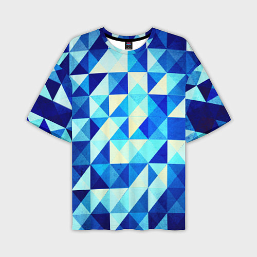 Мужская футболка оверсайз Синяя геометрия / 3D-принт – фото 1