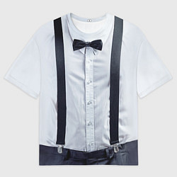 Футболка оверсайз мужская Рубашка с подтяжками, цвет: 3D-принт