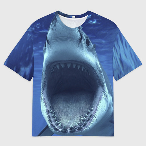 Мужская футболка оверсайз Белая акула / 3D-принт – фото 1