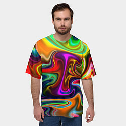 Футболка оверсайз мужская Неоновые разводы, цвет: 3D-принт — фото 2