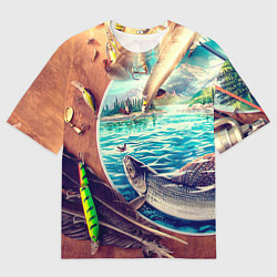 Футболка оверсайз мужская Истинный рыболов, цвет: 3D-принт