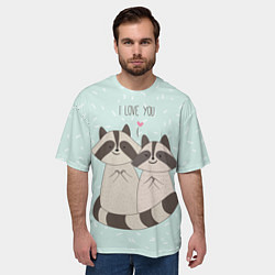 Футболка оверсайз мужская Влюбленные еноты, цвет: 3D-принт — фото 2