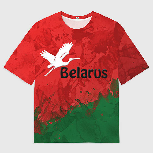 Мужская футболка оверсайз Беларусь - белый журавль / 3D-принт – фото 1