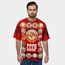 Футболка оверсайз мужская СССР - гербы советских республик, цвет: 3D-принт — фото 2
