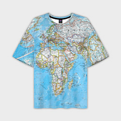 Мужская футболка оверсайз Карта мира - политическая
