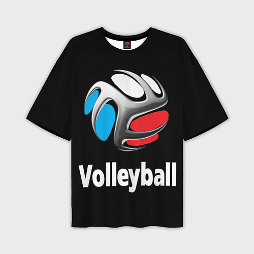 Мужская футболка оверсайз Волейбольный мяч российский триколор / 3D-принт – фото 1