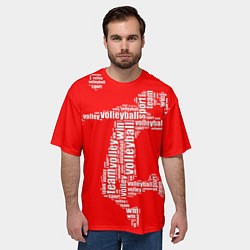 Футболка оверсайз мужская Волейболист в прыжке - текстовый силуэт, цвет: 3D-принт — фото 2