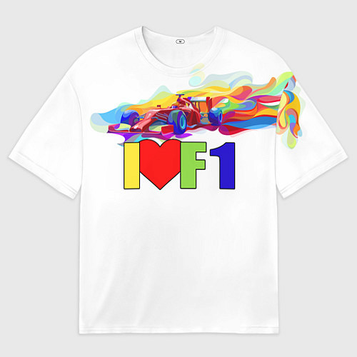 Мужская футболка оверсайз Я люблю F1 / 3D-принт – фото 1