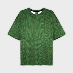 Мужская футболка оверсайз Змеиная зеленая кожа