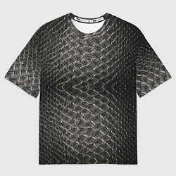 Футболка оверсайз мужская Черная кожа, цвет: 3D-принт