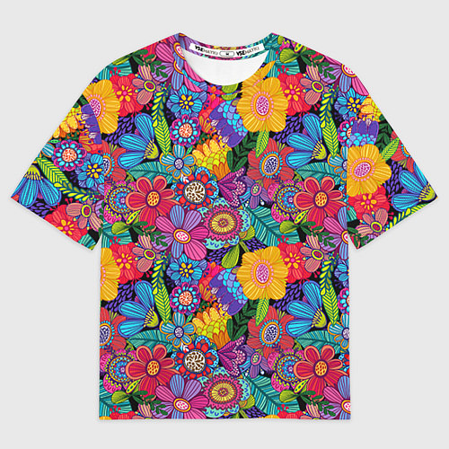 Мужская футболка оверсайз Яркие цветы / 3D-принт – фото 1