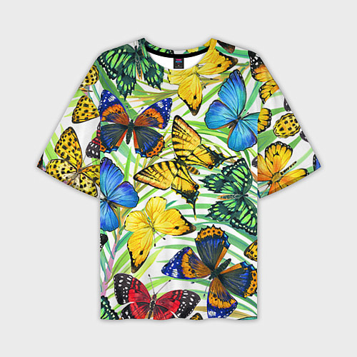 Мужская футболка оверсайз Тропические бабочки / 3D-принт – фото 1