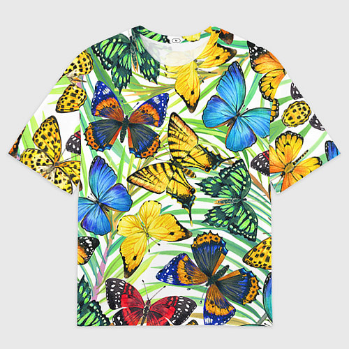 Мужская футболка оверсайз Тропические бабочки / 3D-принт – фото 1