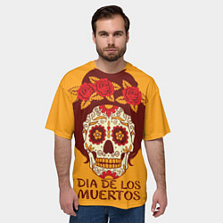 Футболка оверсайз мужская Мексиканский череп, цвет: 3D-принт — фото 2