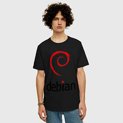 Футболка оверсайз мужская Debian, цвет: черный — фото 2
