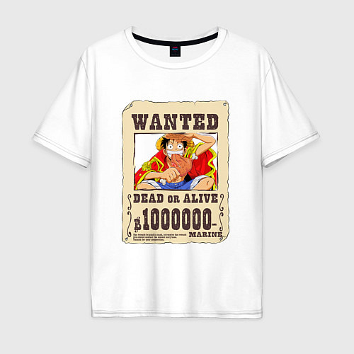Мужская футболка оверсайз Wanted Luffy / Белый – фото 1