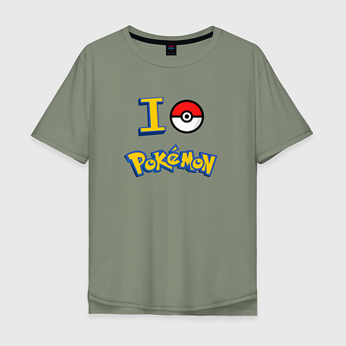 Мужская футболка оверсайз Покемон I love pokemon / Авокадо – фото 1