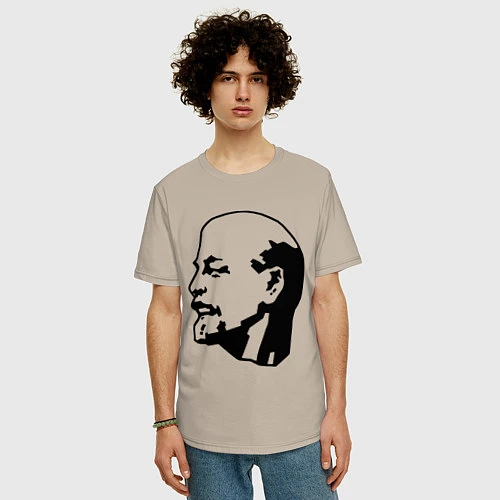 Мужская футболка оверсайз Ленин: скульптура / Миндальный – фото 3