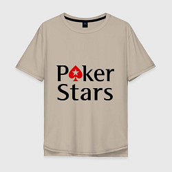 Футболка оверсайз мужская Poker Stars, цвет: миндальный