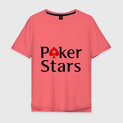 Футболка оверсайз мужская Poker Stars, цвет: коралловый