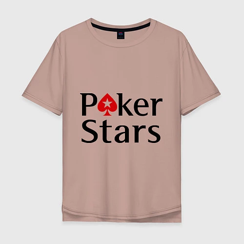 Мужская футболка оверсайз Poker Stars / Пыльно-розовый – фото 1