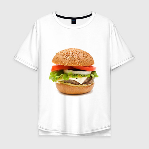 Мужская футболка оверсайз Гамбургер / Белый – фото 1