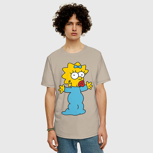 Мужская футболка оверсайз Maggie Simpson / Миндальный – фото 3