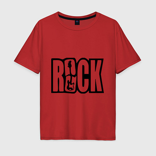 Мужская футболка оверсайз Rock Logo / Красный – фото 1