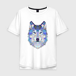 Футболка оверсайз мужская Полигональный волк, цвет: белый