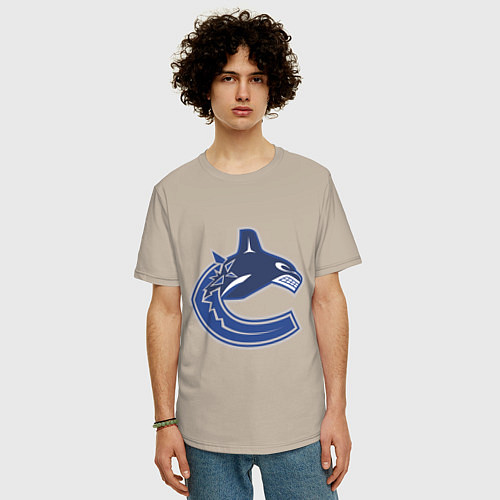 Мужская футболка оверсайз Vancouver Canucks / Миндальный – фото 3