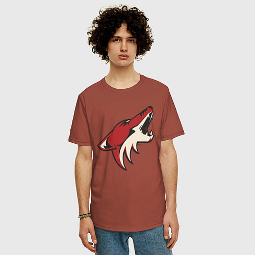 Мужская футболка оверсайз Phoenix Coyotes / Кирпичный – фото 3